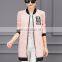 OEM New Design Grey Windproof Baseball Style Autumn Coat Long Outwear Korea Fashion Jacket