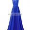 Elegant Royal Blue Appliqued Chiffon Evening Gowns Long 2016 Free Shipping Lace-up Back Chiffon Vintage Formal Evening Dresses