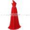 Wholesale Latest Design One Shoulder Floor-Length Red Chiffon Beaded Long Bridesmaid Dresses SD343