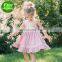 2019 summer Girls lae ruffle Dresses kids pink princess bow vest dress