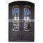 luxury exterior strong metal frame tempered glass double glass wrought iron door
