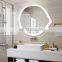 Large Beauty salon light led hollywood round strip vanity wall Oval mirror with organizer