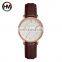HANNAH MARTIN HM-1072 Women's Simple Quartz Watch Rhinestone Watch Round Leather Strap Women Wristwatches