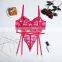2022 New Design Rose Color Sequined Decorate Flower Lingerie Set With Lace Embroidery Cheapest Lingerie