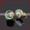 Sparkling blue jewelry abalone shell in gold round circle stud earrings