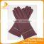 Ladies simple micro velvet hand gloves decorated with little leather bowknot