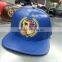 navy blue cap with embroidery 6panel flat bill leather strap cap