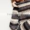 STRIPED SWEATER crochet knit pullover fashion Boat neck 100%cotton