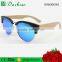 High quality good sale round polarized plastic bamboo sunglasses with 100% natural bamboo temple