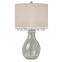 Europe acrylic base silver table lamp for living room with mercury glass and long cylinder silk shade