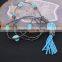 Natural Turquoise Gem stone Necklace, Tassel Jewelry Pendant Hematite Beaded Druzy Necklace