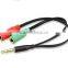 Innovative Designed Y-Cable Splitter-- PC Headset to Smartphone Adapter,Convert Male 3.5mm to Dual 3.5mm Female Plugs