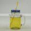 wholesale glass mason jar with handle and metal lid 480ML