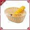 Eco-friendly plastic wicker weave bread fruit display basket oval shape basket handmade