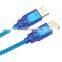 Factory Supplier USB 2.0 64 Knit Data Line Male to Male Transparant Blue Color Line