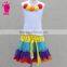 Baby First birthday Outfit Kids Rainbow Skirt Photo Prop Girls White Cotton Tank Top With Rainbow Chiffon Pettiskirt Sets