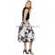 MGOO High Quality Imported Women White Umbrella Skirt With Floral Print High Waist Street Style 15146A368