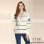 Latest fashion pullover korean design stripe fuzzy warm winter sweater with zipper