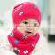 spring new design 2pcs/lot ox horn infant cotton caps with bibs