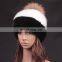 Manufactor wholesale thick mink fur weaven hat with large fox fur ball