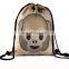 Large Smile Face Printed Black Foldable Emoji Drawstring Backpack