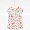 Printed basic round neck girls party dresses with short sleeves