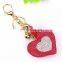 heart shape rhinestone leather keychain for bagpack