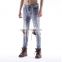 DiZNEW Custom Blue Color Skinny Men ripped denim jeans from turkey with hand printing