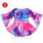 2021 INS  baby girls spring summer fall tie dye ruffle one-shoulder knee length dress