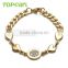 Topearl Jewelry Women Bracelet Stainless Steel Heart Bracelet Curb Chain Gold Bracelet 8 Inch MEB64