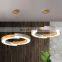 Contemporary Luxury Wood Circle Ring Ceiling Light Iron Acrylic Pendant Lamp Modern LED Chandelier