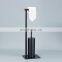 Bathroom Standing Toilet Brush and Paper Holder With Bamboo