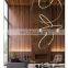Hot Sale Contemporary LED Pendant Light Middle-Sized Aluminum round Chandelier with Modern Metal Rings for Home Office