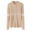 Women's Casual Solid Pattern Knit Crew Neck Pullover Winter Ribbed Cashmere Sweater with Button Decoration OEM Service Available