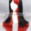 High Quality 65cm Long Straight Black&Red Mixed Synthetic Anime Lolita Wig Cosplay Costume Fashion Hair Wig Party Wig