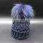 Wholesale New Colorful Detachable Raccon Fur Pompom Fashion Girls Winter Caps