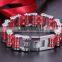 Jewelry Stainless Steel Mens Motorcycle Bike Chain Bracelet Fashion Link Bangle Silver Red Heavy Metal
