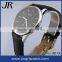 Mens surface watches genuine leather quartz stainless steel back watch