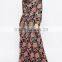 printed flower long women dress long sleeves women dress OEM service