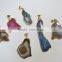 Natural ELECTROPLATED GOLD Agate Slice Pendant
