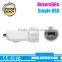 5V1A CE ROHS FCC Aluminum Head Reversible Single USB In Car Phone Charger