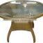 round outdoor rattan table with tempering glass
