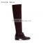 New soft lycra ladies shoes shiny pu lace up thigh high boots