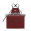 Leather Apron, Burgundy Canvas With Black Leather Strap Apron ,Tool Apron /Work Apron Wholesale