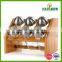 Hot selling bamboo rack Set with six glass spice jars wholesale
