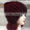 korea popular cheaper fur mult color kintted mink fur hat with pom pom