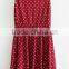 dress fashion Red Polka Dot Pleated Print Sleeveless Dress