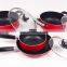 7Pcs Red Non-Stick Inner High Quality Aluminum Cookware Set With Glass Lids