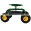 GS-01 Heavy Duty Garden Cart Rolling Work Seat With Tool Tray