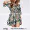 Wholesale V Neck Half Sleeve Colorful Jungle Printed Women Casual Romper